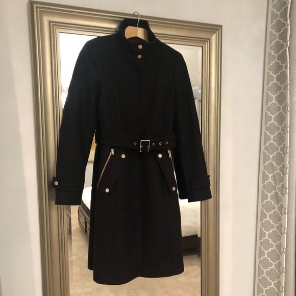 Zara Black Wool Zip Coat - Picture 3 of 8
